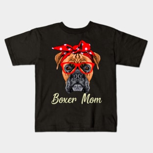 Boxer Mom Dogs Tee Mothers Day Dog Lovers Gifts For Women Kids T-Shirt